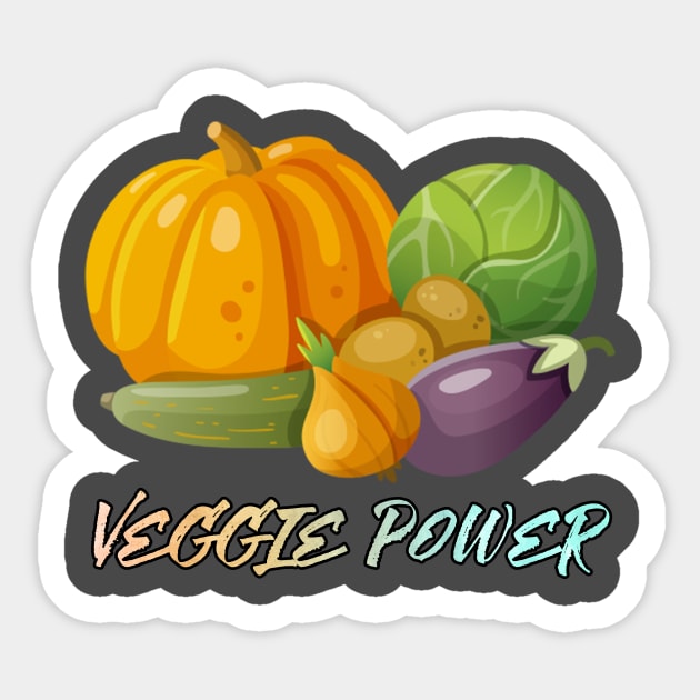 veggie power funny food vegetable Sticker by untagged_shop